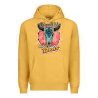 Mustard blame it all on my roots bull skull black Premium Hoodie - JahusDesignShop