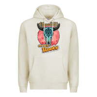 Oatmeal Heather blame it all on my roots bull skull black Premium Hoodie - JahusDesignShop