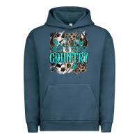 Pigment Midnight Navy born  raised country Urban Hoodie - NancyCooperArtShop