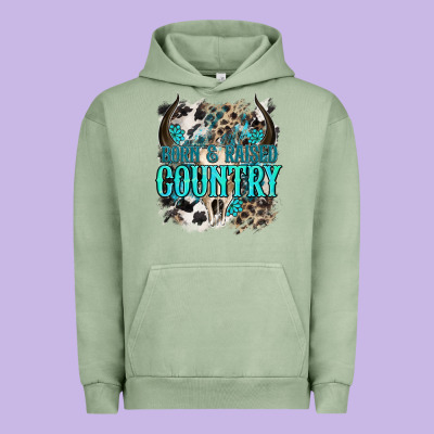 Born  Raised Country Urban Hoodie Designed By Nancycooperartshop
