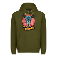 Army Green blame it all on my roots white Premium Hoodie - JahusDesignShop