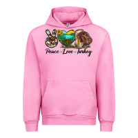 Fuchsia Pink peace love turkey Urban Hoodie - LillyAllenDesigns