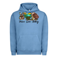 Pigment Pebble Blue peace love turkey Urban Hoodie - LillyAllenDesigns