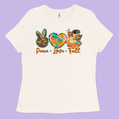 Peace Love Fall Ladies Tee Designed By Barkaloodesign