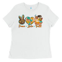 White peace love fall Ladies Tee - BarkalooDesign