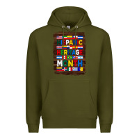 Army Green hispanic haritage month flags with background Premium Hoodie - BundleAndBundleShop