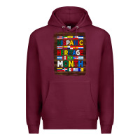 Burgundy hispanic haritage month flags with background Premium Hoodie - BundleAndBundleShop