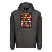 Charcoal Heather hispanic haritage month flags with background Premium Hoodie - BundleAndBundleShop