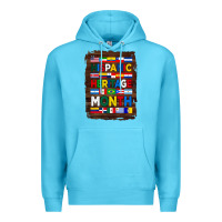 Ocean Blue hispanic haritage month flags with background Premium Hoodie - BundleAndBundleShop