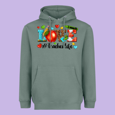 Love Teacher Life Heavyweight Hoodie Designed By Texasbilliewilder