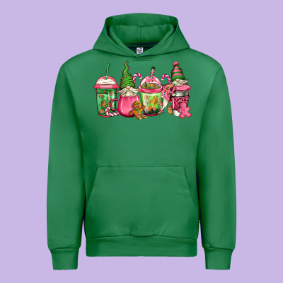 Pink Christmas Gnomes Coffee Cups Urban Hoodie Designed By Jasminsmagicworld