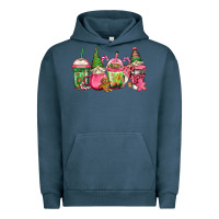 Pigment Midnight Navy pink christmas gnomes coffee cups Urban Hoodie - Jasminsmagicworld
