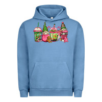 Pigment Pebble Blue pink christmas gnomes coffee cups Urban Hoodie - Jasminsmagicworld
