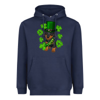 Navy st. patrick's day lucky dachshund puppy Heavyweight Hoodie - RanaPortraitStore