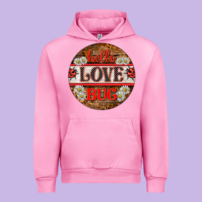 Hello Love Bug Ladybug Ornament Urban Hoodie Designed By Barkaloodesign