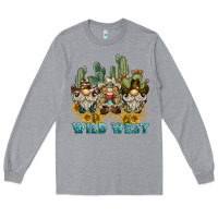 Heather Grey wild west western gnome Long Sleeve Tee - BarkalooDesign