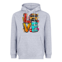 Heather Grey love school bus Heavyweight Hoodie - texasbilliewilder