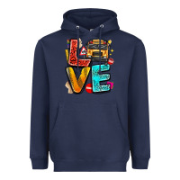 Navy love school bus Heavyweight Hoodie - texasbilliewilder