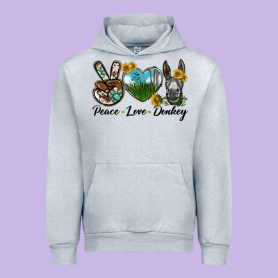 Peace Love Donkey Head Urban Hoodie Designed By Lillyallendesigns