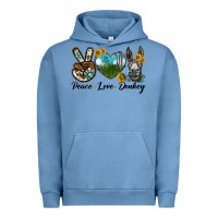Pigment Pebble Blue Peace Love Donkey Head Urban Hoodie - LillyAllenDesigns