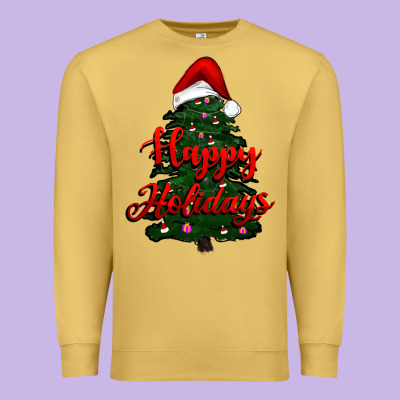 Happy Holidays Christmas Tree Premium Sweatshirt Designed By Ranaportraitstore