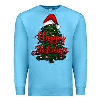 Ocean Blue happy holidays christmas tree Premium Sweatshirt - RanaPortraitStore