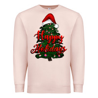 Pale Pink happy holidays christmas tree Premium Sweatshirt - RanaPortraitStore