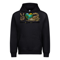 Black Peace Love Crocodile Urban Hoodie - LillyAllenDesigns