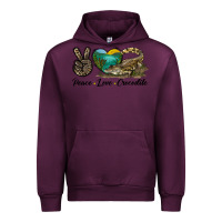 Mauve Wine Peace Love Crocodile Urban Hoodie - LillyAllenDesigns