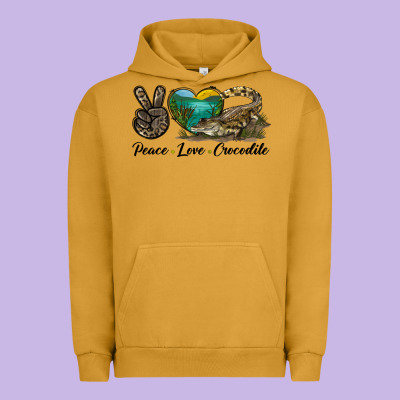 Peace Love Crocodile Urban Hoodie Designed By Lillyallendesigns