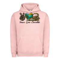 Pigment Salmon Peace Love Crocodile Urban Hoodie - LillyAllenDesigns