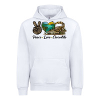 White Peace Love Crocodile Urban Hoodie - LillyAllenDesigns