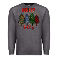 Charcoal Heather holly jolly Christmas trees Premium Sweatshirt - RanaPortraitStore