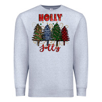 Heather Grey holly jolly Christmas trees Premium Sweatshirt - RanaPortraitStore