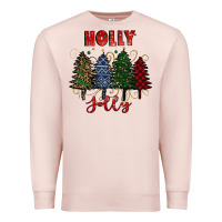 Pale Pink holly jolly Christmas trees Premium Sweatshirt - RanaPortraitStore