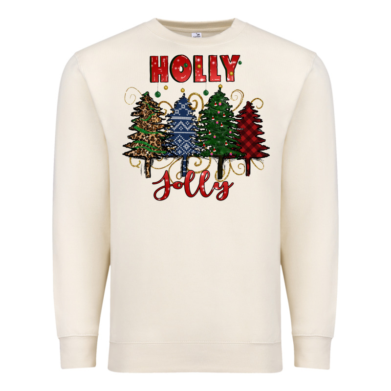 Holly Jolly Christmas Trees Premium Sweatshirt by RanaPortraitStore | Teevron