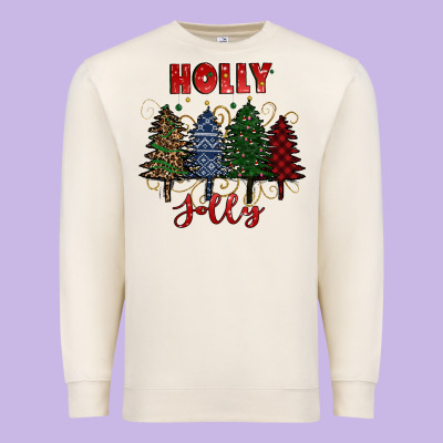 Holly Jolly Christmas Trees Premium Sweatshirt Designed By Ranaportraitstore