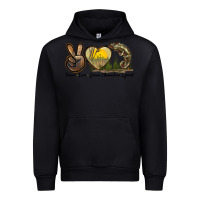 Black Peace Love Green Chameleon Lizard Urban Hoodie - LillyAllenDesigns