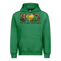 Emerald Peace Love Green Chameleon Lizard Urban Hoodie - LillyAllenDesigns