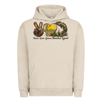 Pigment French Oak Peace Love Green Chameleon Lizard Urban Hoodie - LillyAllenDesigns