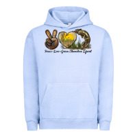 Peace Love Green Chameleon Lizard Urban Hoodie | Teevron
