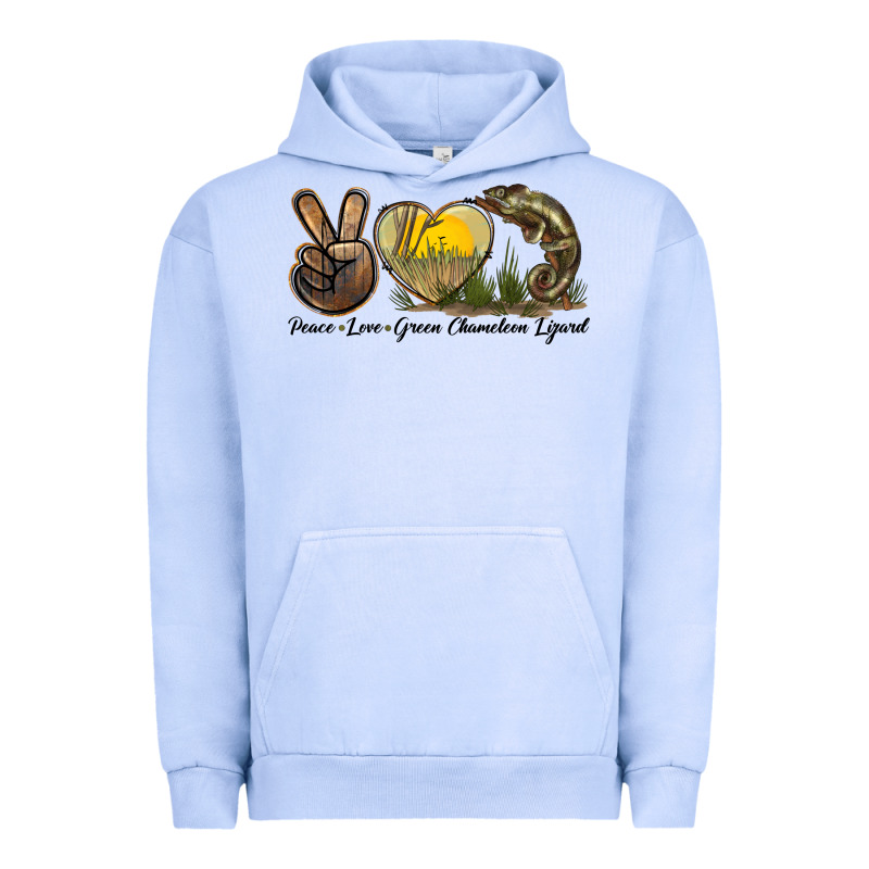 Peace Love Green Chameleon Lizard Urban Hoodie by LillyAllenDesigns | Teevron
