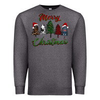 Charcoal Heather merry christmas trees Premium Sweatshirt - RanaPortraitStore