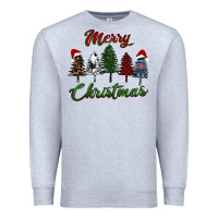 Heather Grey merry christmas trees Premium Sweatshirt - RanaPortraitStore