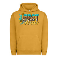Pigment Peanut Butter but first jesus Urban Hoodie - NancyCooperArtShop