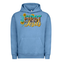 Pigment Pebble Blue but first jesus Urban Hoodie - NancyCooperArtShop