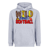 Heather Grey wild about softball Heavyweight Hoodie - Zillion Design Studio