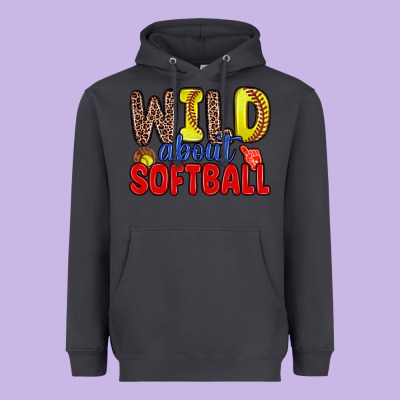 Wild About Softball Heavyweight Hoodie Designed By Zillion Design Studio