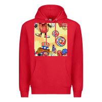 Red patriotic hotdog ice cream donat Premium Hoodie - BundleAndBundleShop
