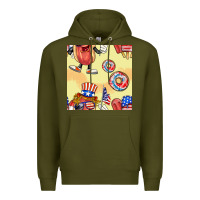 Army Green patriotic hotdog ice cream donat Premium Hoodie - BundleAndBundleShop